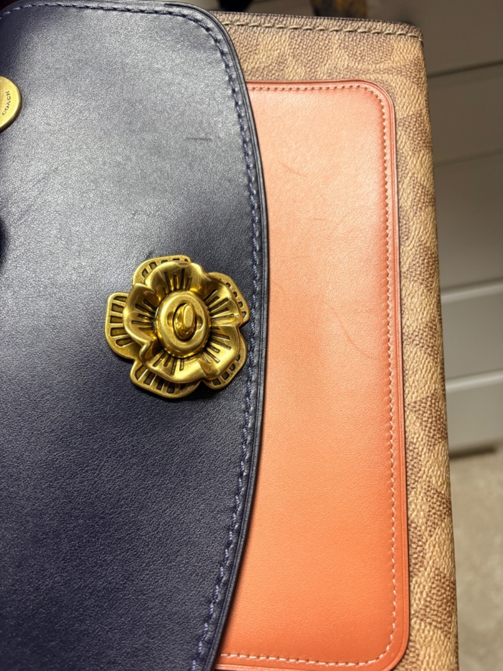 Coach Parker Shoulder Bag with Tea Rose Turnlock in Colorblock Signature Canvas - Picture 12 of 13